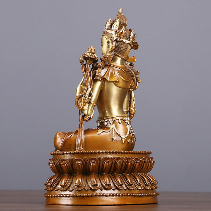 Buddha Stones Bodhisattwa Zielona Tara Figurka Ochrona Mosiądz Miedź Statua Dom Ofiara Dekoracja