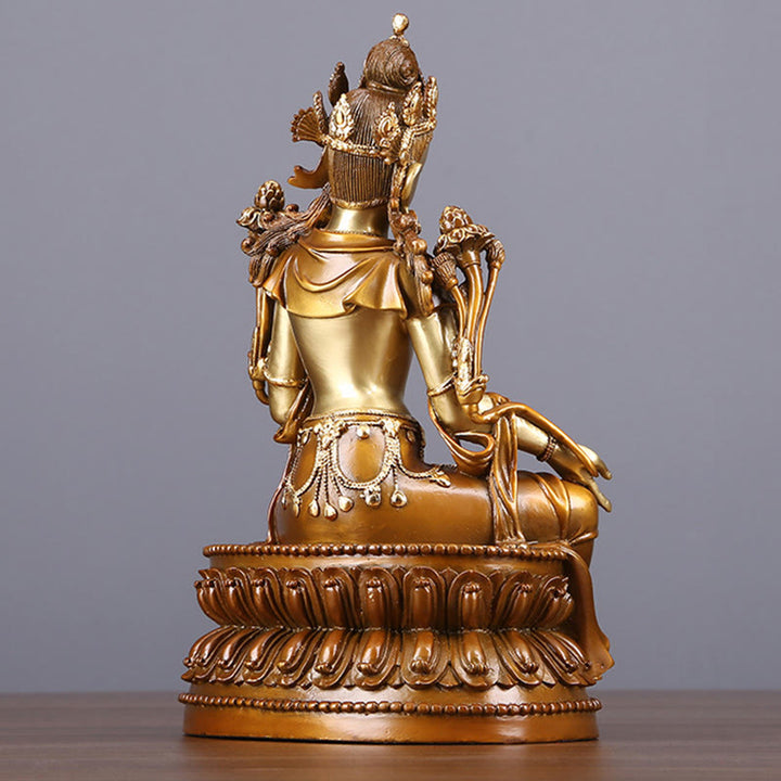Buddha Stones Bodhisattwa Zielona Tara Figurka Ochrona Mosiądz Miedź Statua Dom Ofiara Dekoracja