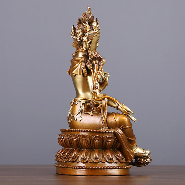Buddha Stones Bodhisattwa Zielona Tara Figurka Ochrona Mosiądz Miedź Statua Dom Ofiara Dekoracja
