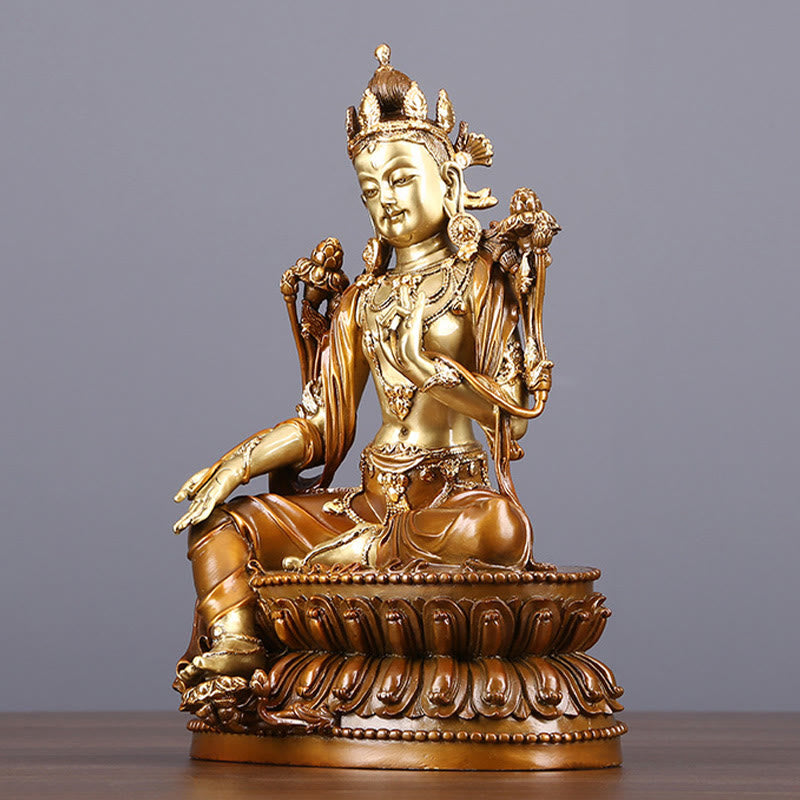 Buddha Stones Bodhisattwa Zielona Tara Figurka Ochrona Mosiądz Miedź Statua Dom Ofiara Dekoracja
