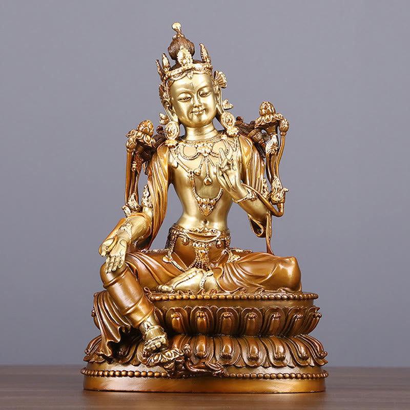 Buddha Stones Bodhisattwa Zielona Tara Figurka Ochrona Mosiądz Miedź Statua Dom Ofiara Dekoracja - Bodhisattwa Zielona Tara 27*24,5*24,5 cm - image 0
