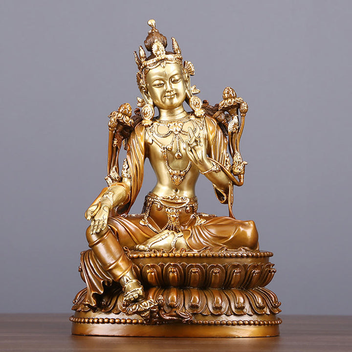 Buddha Stones Bodhisattwa Zielona Tara Figurka Ochrona Mosiądz Miedź Statua Dom Ofiara Dekoracja - Bodhisattwa Zielona Tara 27*24,5*24,5 cm - image 0