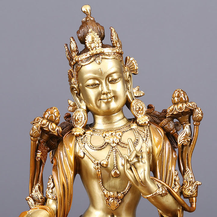 Buddha Stones Bodhisattwa Zielona Tara Figurka Ochrona Mosiądz Miedź Statua Dom Ofiara Dekoracja