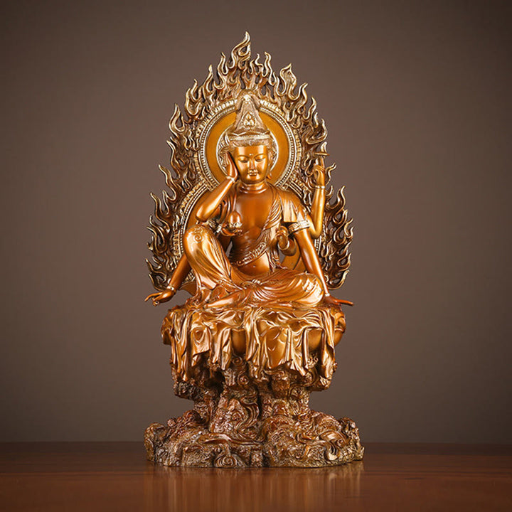 Buddha Stones Kwan Yin Awalokiteśwara Sukces Mosiądz Miedź Statua Dom Biurko Ołtarz Dekoracja