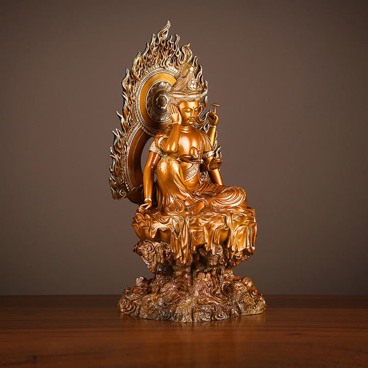 Buddha Stones Kwan Yin Awalokiteśwara Sukces Mosiądz Miedź Statua Dom Biurko Ołtarz Dekoracja