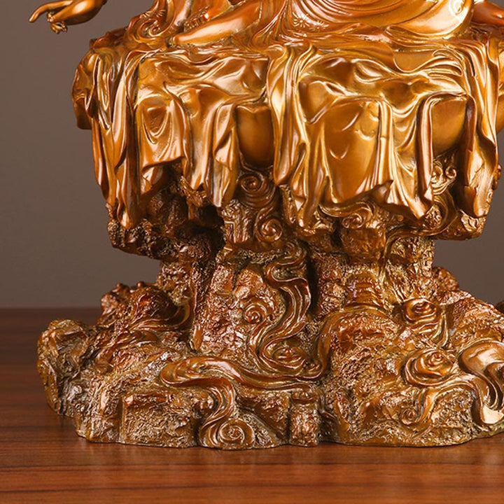 Buddha Stones Kwan Yin Awalokiteśwara Sukces Mosiądz Miedź Statua Dom Biurko Ołtarz Dekoracja