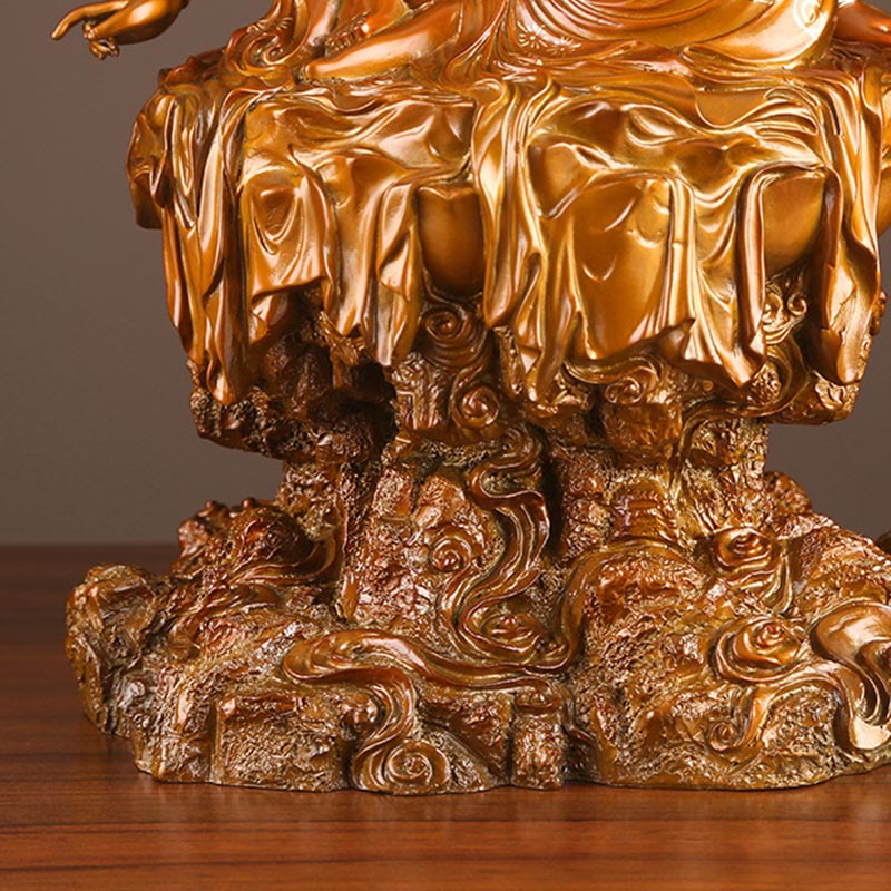 Buddha Stones Kwan Yin Awalokiteśwara Sukces Mosiądz Miedź Statua Dom Biurko Ołtarz Dekoracja - image 10