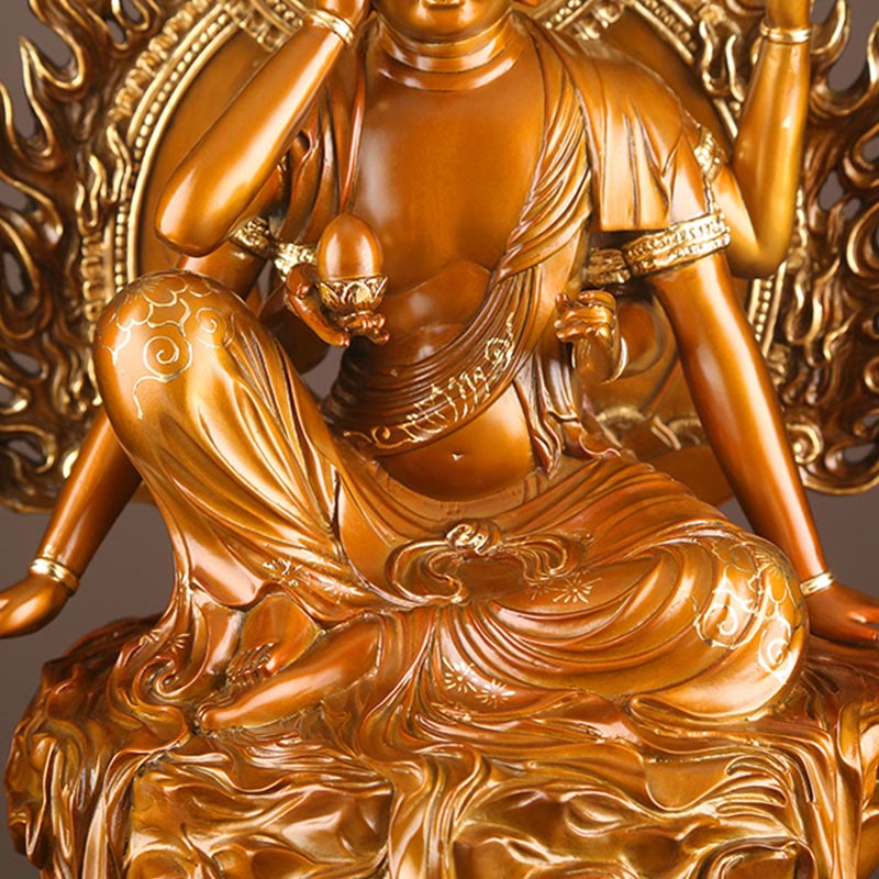 Buddha Stones Kwan Yin Awalokiteśwara Sukces Mosiądz Miedź Statua Dom Biurko Ołtarz Dekoracja