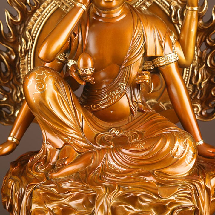 Buddha Stones Kwan Yin Awalokiteśwara Sukces Mosiądz Miedź Statua Dom Biurko Ołtarz Dekoracja