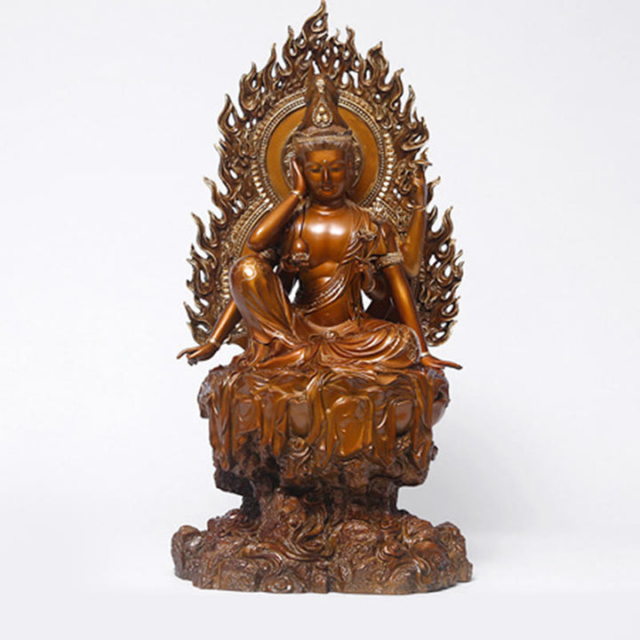 Buddha Stones Kwan Yin Awalokiteśwara Sukces Mosiądz Miedź Statua Dom Biurko Ołtarz Dekoracja
