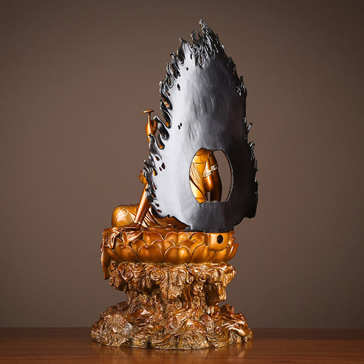 Buddha Stones Kwan Yin Awalokiteśwara Sukces Mosiądz Miedź Statua Dom Biurko Ołtarz Dekoracja - image 4