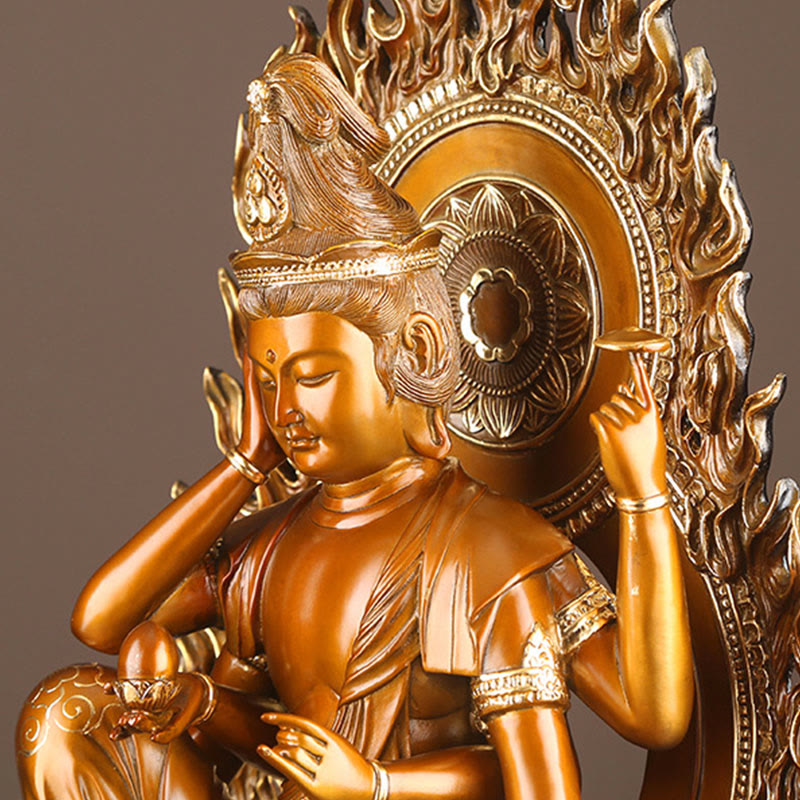 Buddha Stones Kwan Yin Awalokiteśwara Sukces Mosiądz Miedź Statua Dom Biurko Ołtarz Dekoracja