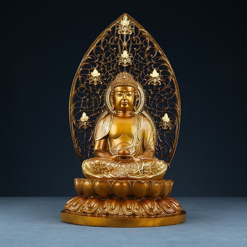 Buddha Stones Siakjamuni Amitabha Figurka Buddy Medycyny Spokój Miedziana Statua Domowa Ofiara Dekoracja