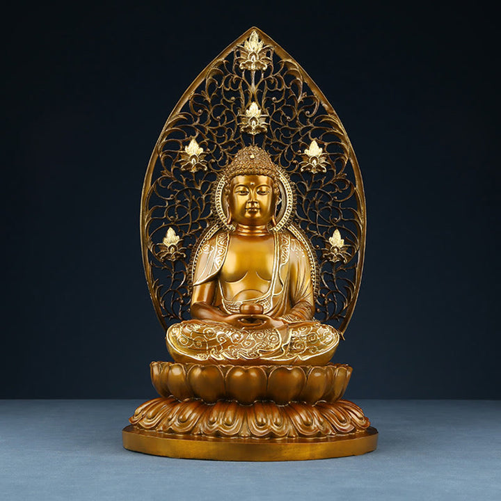 Buddha Stones Siakjamuni Amitabha Figurka Buddy Medycyny Spokój Miedziana Statua Domowa Ofiara Dekoracja