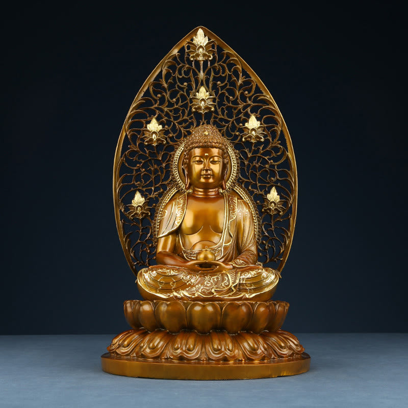 Buddha Stones Siakjamuni Amitabha Figurka Buddy Medycyny Spokój Miedziana Statua Domowa Ofiara Dekoracja