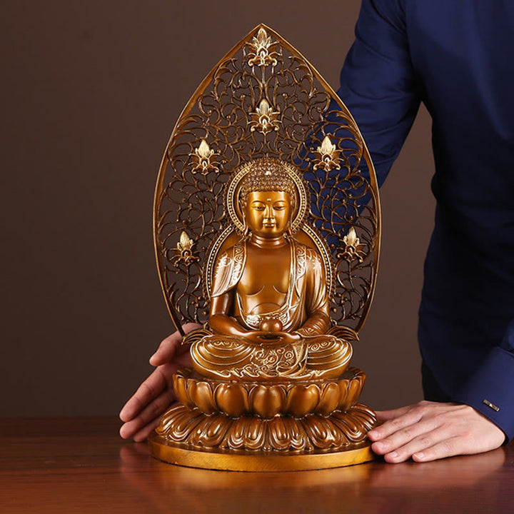 Buddha Stones Siakjamuni Amitabha Figurka Buddy Medycyny Spokój Miedziana Statua Domowa Ofiara Dekoracja