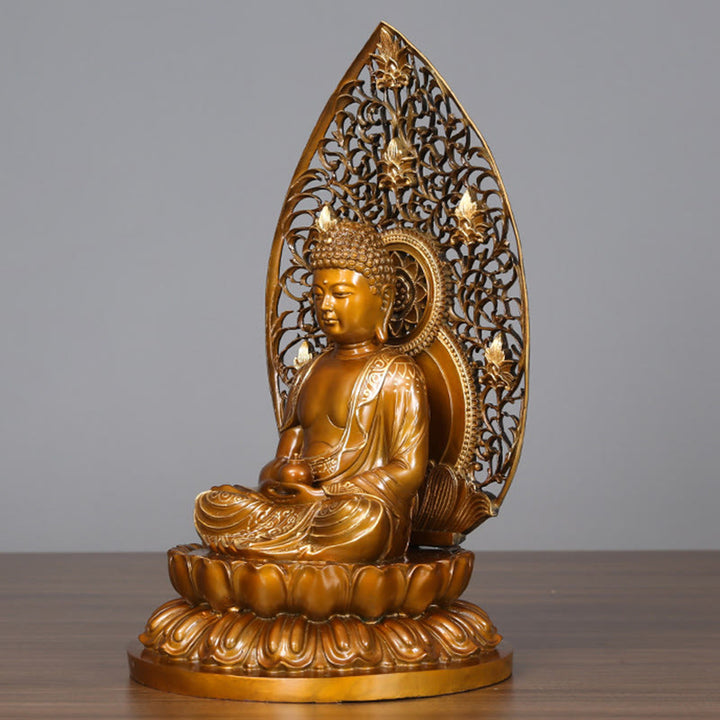 Buddha Stones Siakjamuni Amitabha Figurka Buddy Medycyny Spokój Miedziana Statua Domowa Ofiara Dekoracja