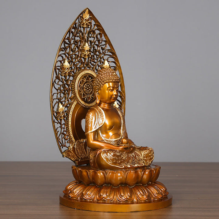 Buddha Stones Siakjamuni Amitabha Figurka Buddy Medycyny Spokój Miedziana Statua Domowa Ofiara Dekoracja