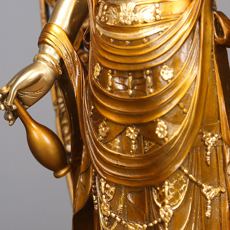 Buddha Stones Kwan Yin Awalokiteśwara Aura Harmonia Mosiądz Miedź Statua Dekoracja Biurka Domowego