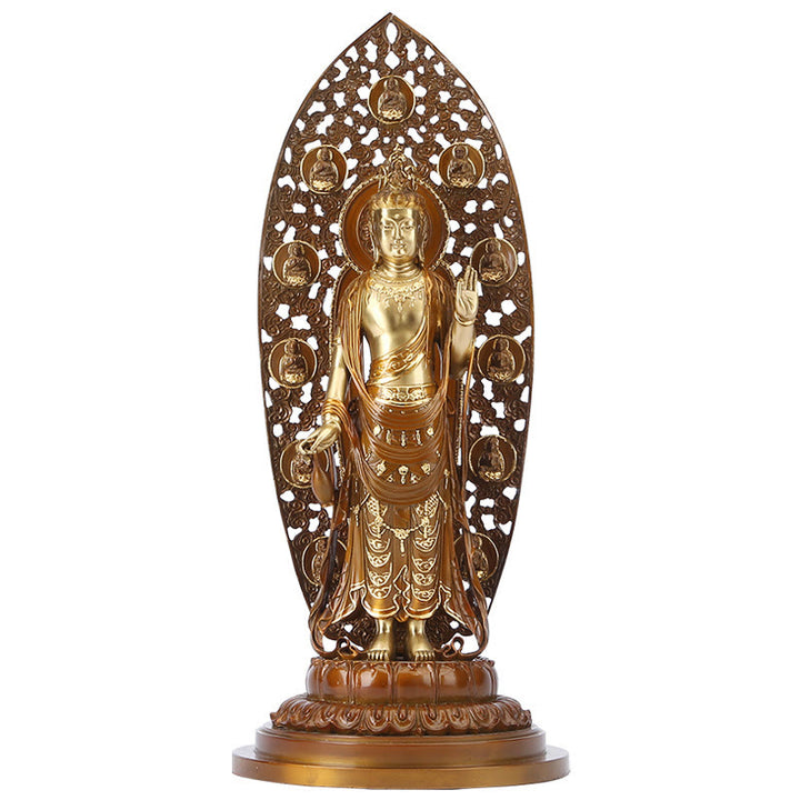 Buddha Stones Kwan Yin Awalokiteśwara Aura Harmonia Mosiądz Miedź Statua Dekoracja Biurka Domowego