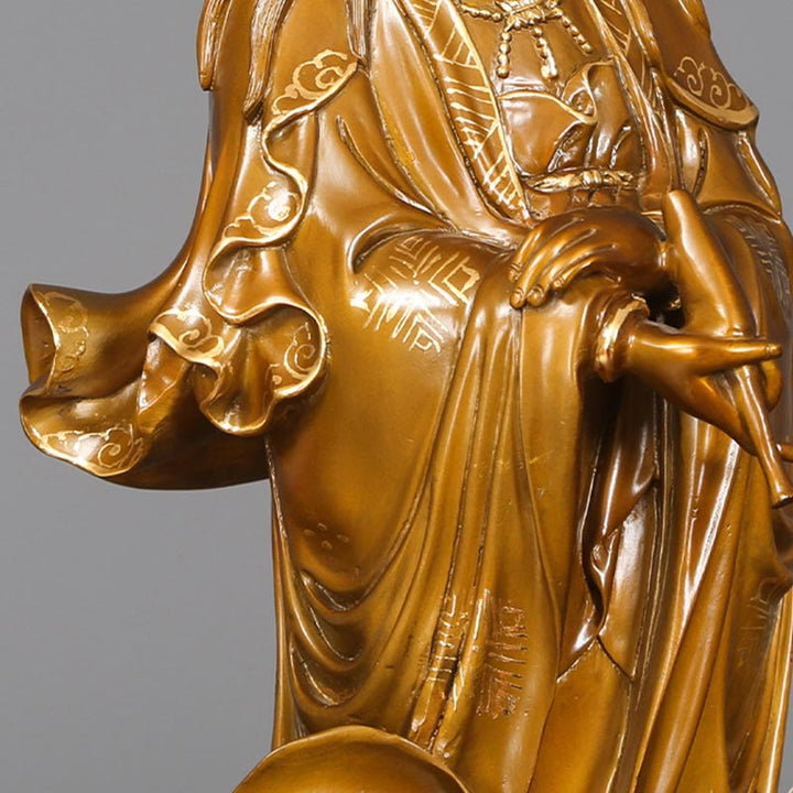 Buddha Stones Kwan Yin Awalokiteśwara trzymający wazon Mosiężna harmonia Miedziana statua Dekoracja domu - image 14