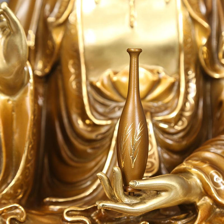 Buddha Stones Kwan Yin Avalokitesvara Lotos Siedzący Harmonia Mosiądz Miedziana Statua Domowy Ołtarz Dekoracja - image 8