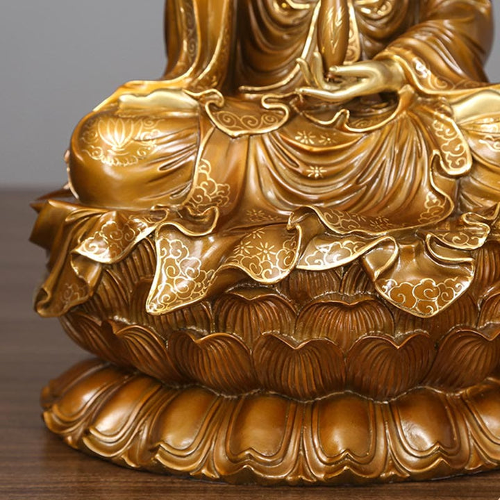 Buddha Stones Kwan Yin Avalokitesvara Lotos Siedzący Harmonia Mosiądz Miedziana Statua Domowy Ołtarz Dekoracja - image 9