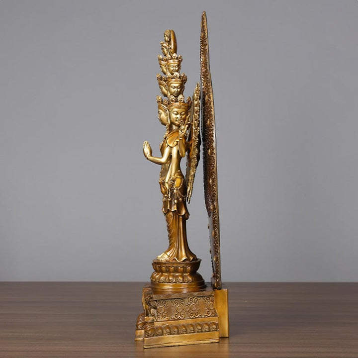 Buddha Stones ręcznie robione tysiącramienna Awalokiteśwara Kwan Yin bogactwo mosiądz miedź statua dekoracja - image 10