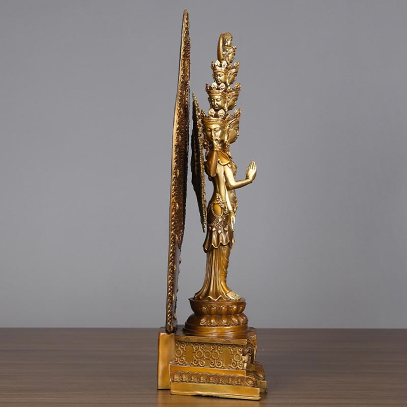 Buddha Stones ręcznie robione tysiącramienna Awalokiteśwara Kwan Yin bogactwo mosiądz miedź statua dekoracja