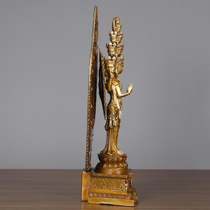 Buddha Stones ręcznie robione tysiącramienna Awalokiteśwara Kwan Yin bogactwo mosiądz miedź statua dekoracja