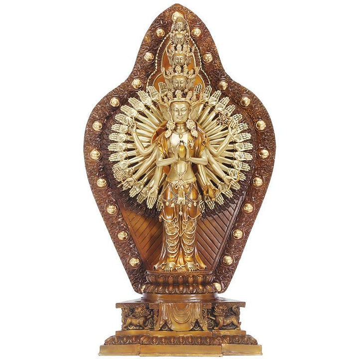 Buddha Stones ręcznie robione tysiącramienna Awalokiteśwara Kwan Yin bogactwo mosiądz miedź statua dekoracja