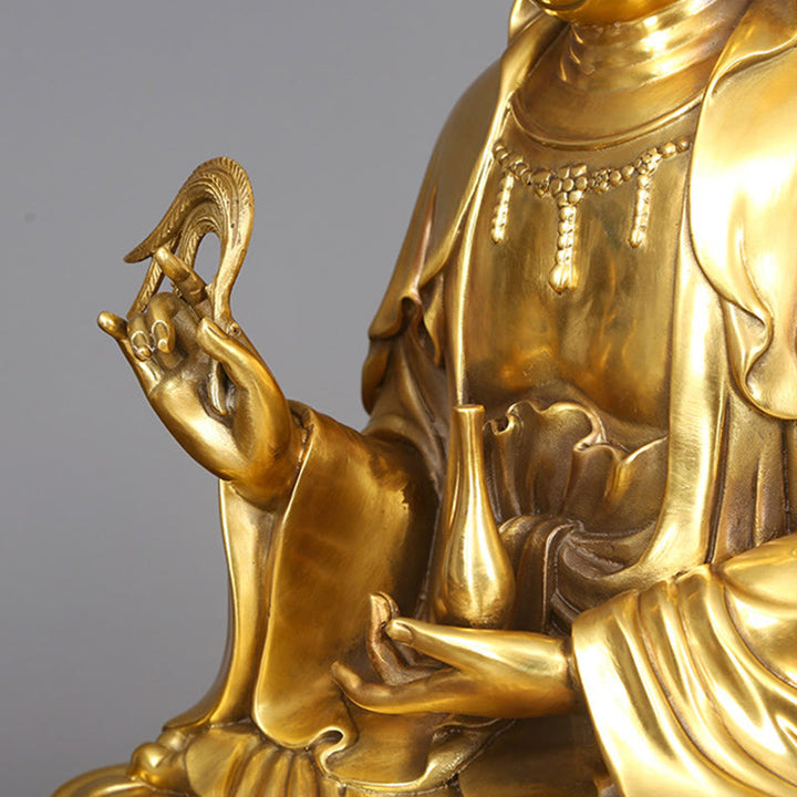 Buddha Stones Kwan Yin Awalokiteśwara trzymający butelkę wierzby Harmonia mosiądz miedziana statua dekoracja domu - image 15