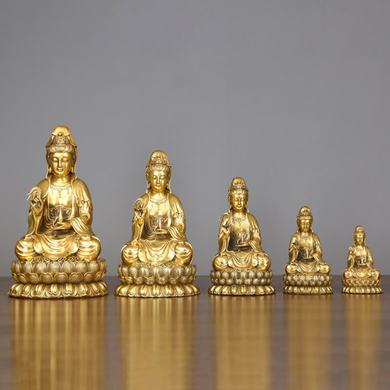 Buddha Stones Kwan Yin Awalokiteśwara trzymający butelkę wierzby Harmonia mosiądz miedziana statua dekoracja domu - image 1