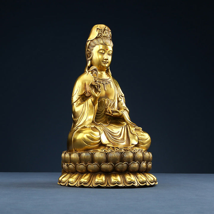 Buddha Stones Kwan Yin Awalokiteśwara trzymający butelkę wierzby Harmonia mosiądz miedziana statua dekoracja domu