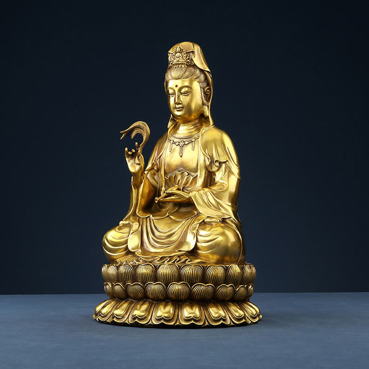 Buddha Stones Kwan Yin Awalokiteśwara trzymający butelkę wierzby Harmonia mosiądz miedziana statua dekoracja domu
