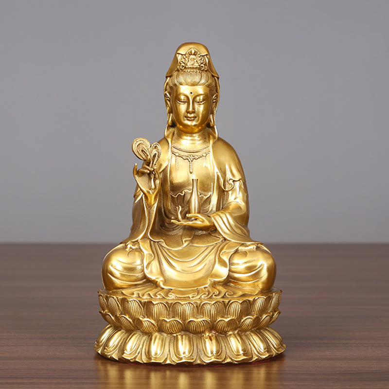 Buddha Stones Kwan Yin Awalokiteśwara trzymający butelkę wierzby Harmonia mosiądz miedziana statua dekoracja domu - image 3