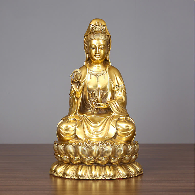 Buddha Stones Kwan Yin Awalokiteśwara trzymający butelkę wierzby Harmonia mosiądz miedziana statua dekoracja domu - image 8