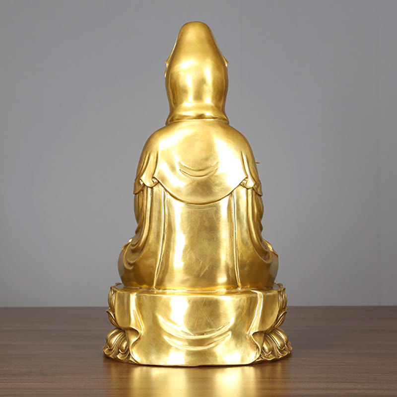 Buddha Stones Kwan Yin Awalokiteśwara trzymający butelkę wierzby Harmonia mosiądz miedziana statua dekoracja domu - image 12