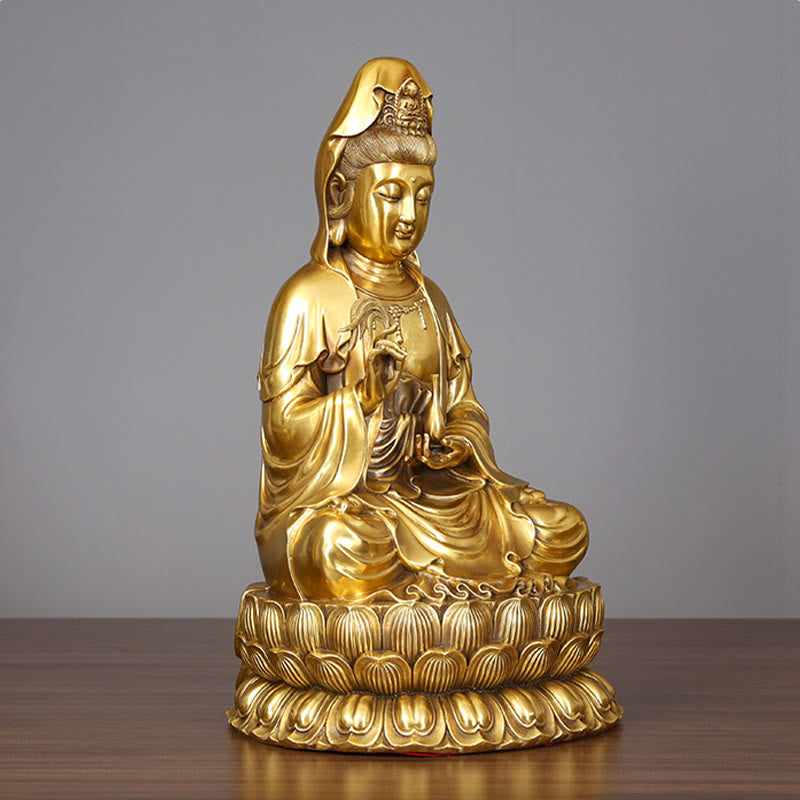 Buddha Stones Kwan Yin Awalokiteśwara trzymający butelkę wierzby Harmonia mosiądz miedziana statua dekoracja domu - image 10
