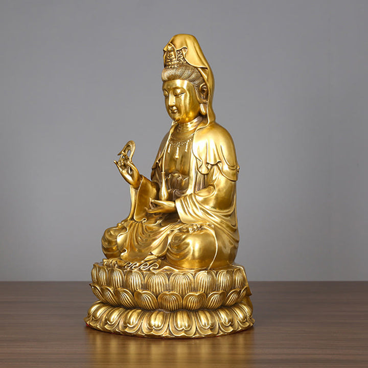 Buddha Stones Kwan Yin Awalokiteśwara trzymający butelkę wierzby Harmonia mosiądz miedziana statua dekoracja domu