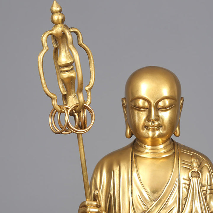 Buddha Stones Ksitigarbha Bodhisattwa Figurka Współczucia Miedziana Statua Ofiara Domowa Dekoracja