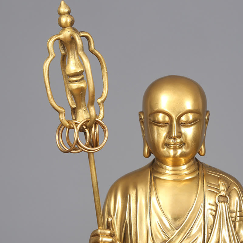 Buddha Stones Ksitigarbha Bodhisattwa Figurka Współczucia Miedziana Statua Ofiara Domowa Dekoracja - image 7