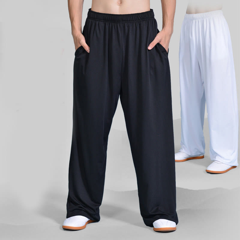 Buddha Stones Letnie Unisex Elastyczna Tai Chi Qigong Spodnie Do Ćwiczeń Z Kieszeniami - image 1