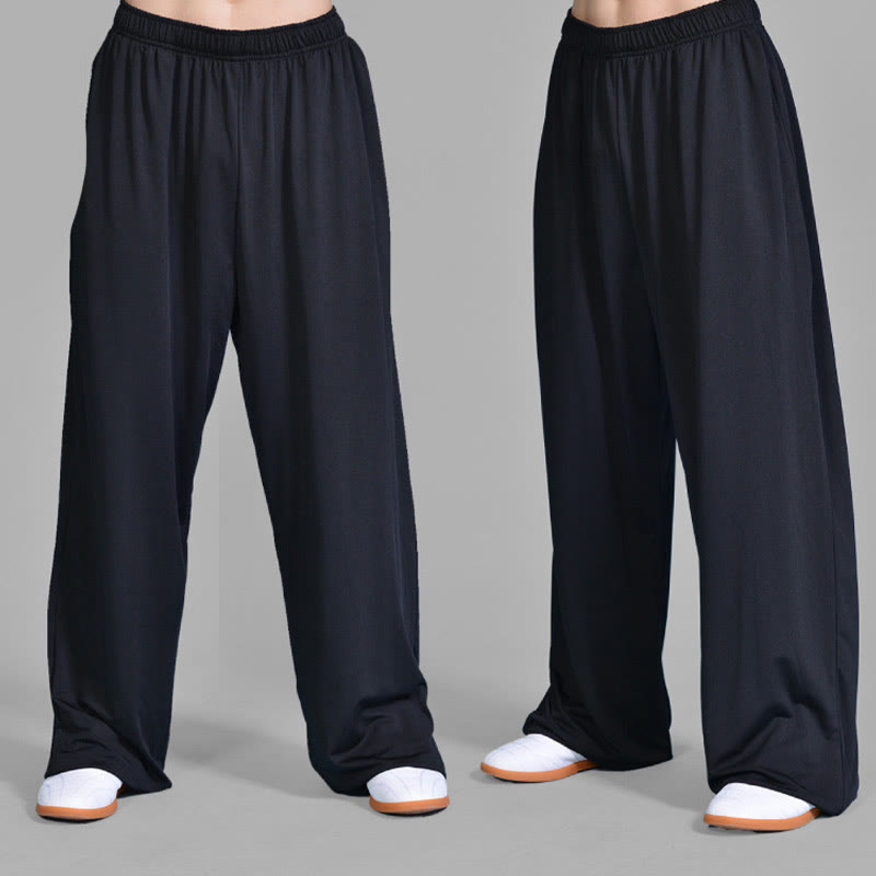 Buddha Stones Letnie Unisex Elastyczna Tai Chi Qigong Spodnie Do Ćwiczeń Z Kieszeniami - image 3