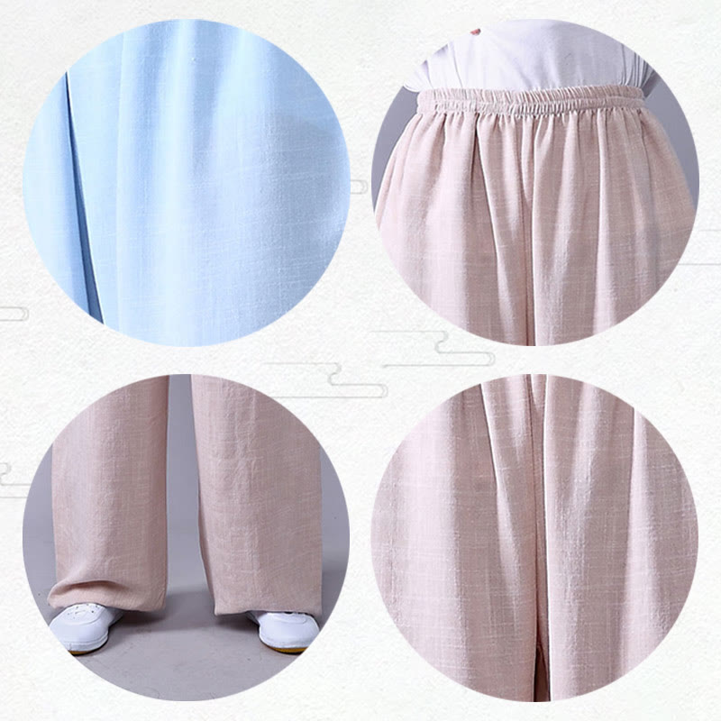 Buddha Stones Letnia elastyczna talia Tai Chi Qigong Praktyka Bawełna Lniane Spodnie Unisex - image 10