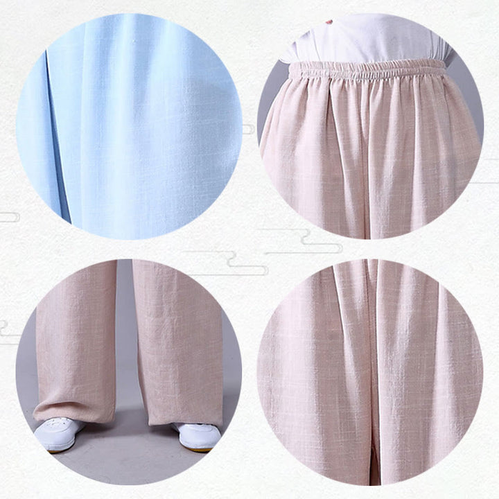 Buddha Stones Letnia elastyczna talia Tai Chi Qigong Praktyka Bawełna Lniane Spodnie Unisex - image 10