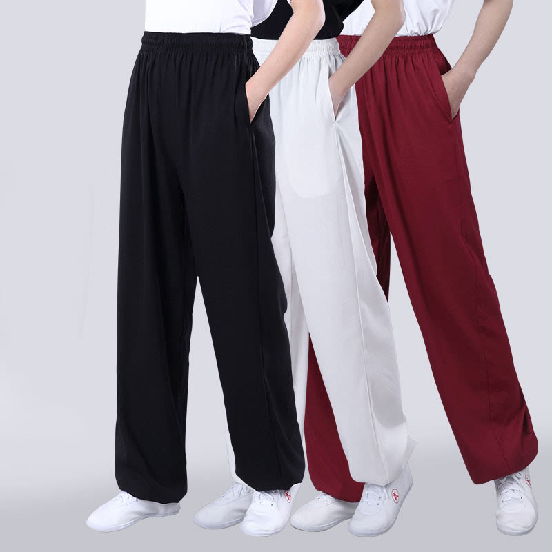 Buddha Stones Letnie Unisex Elastyczna Tai Chi Qigong Praktyka Oddychająca Bawełniana Lniana Spodnie Z Kieszeniami - image 15