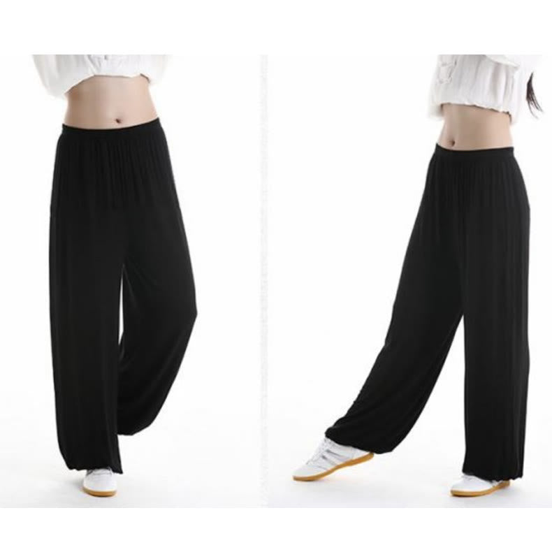 Buddha Stones Letnie Elastyczne Spodnie Tai Chi Qigong Praktyka Modal Unisex