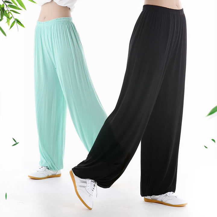 Buddha Stones Letnie Elastyczne Spodnie Tai Chi Qigong Praktyka Modal Unisex