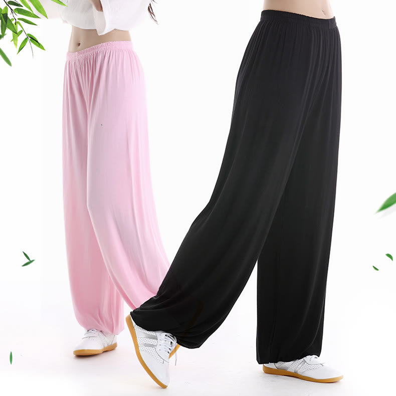 Buddha Stones Letnie Elastyczne Spodnie Tai Chi Qigong Praktyka Modal Unisex